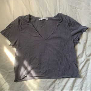 Free People Cropped Grey Tee